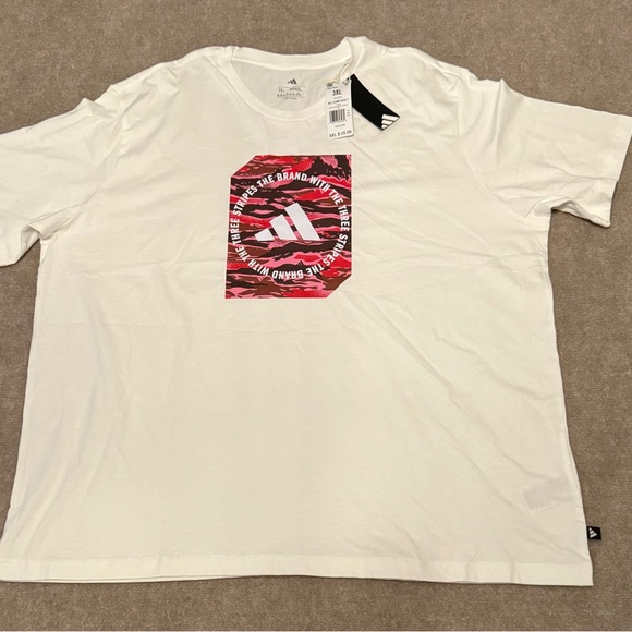 Adidas White and Red Graphic Men's Tee - Picture 1 of 6